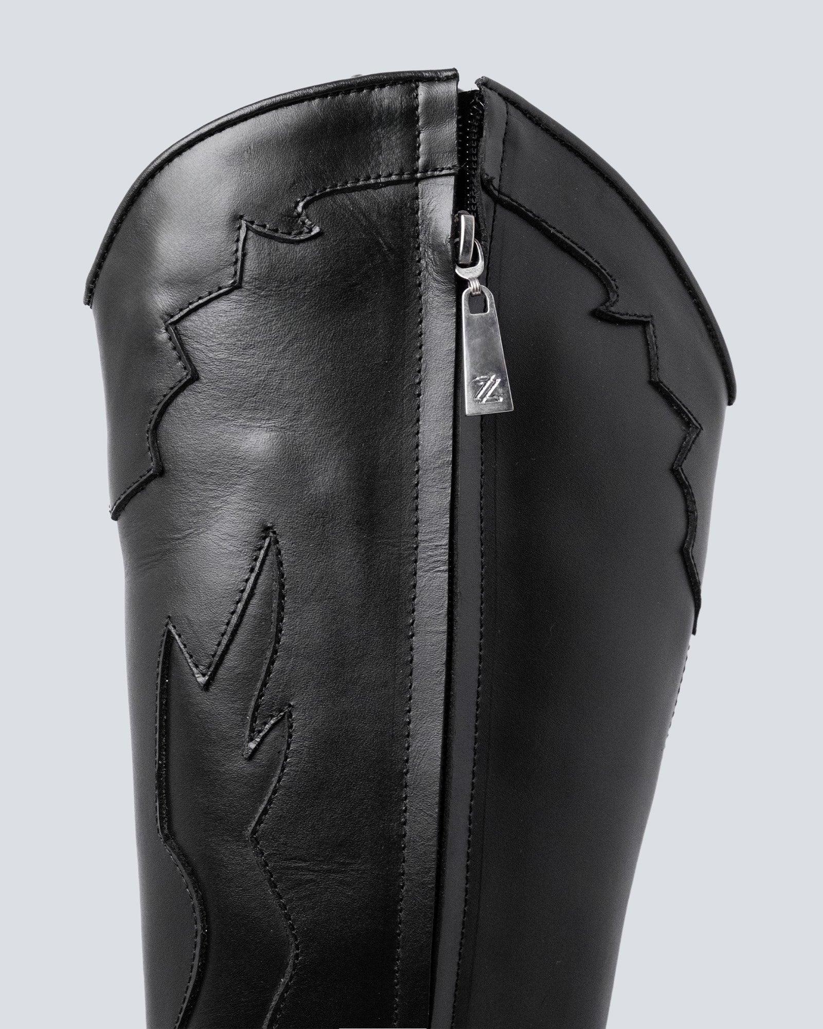 Bota en cuero texana Coachella Negra