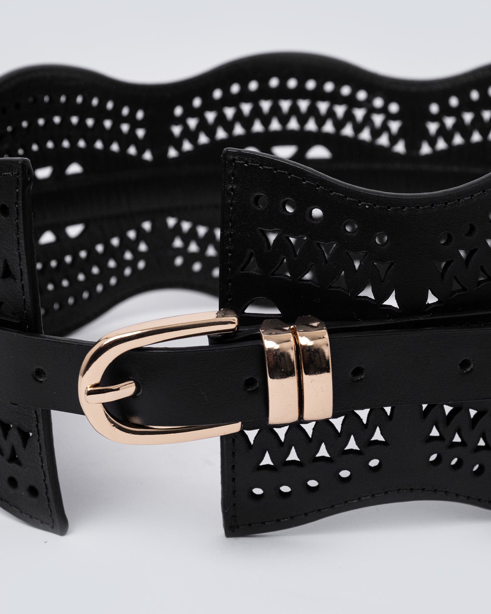 Cinturón en cuero para mujer laser negro