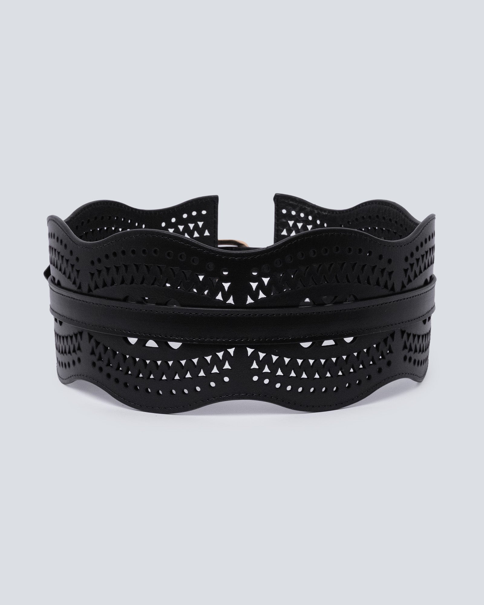 Cinturón en cuero para mujer laser negro