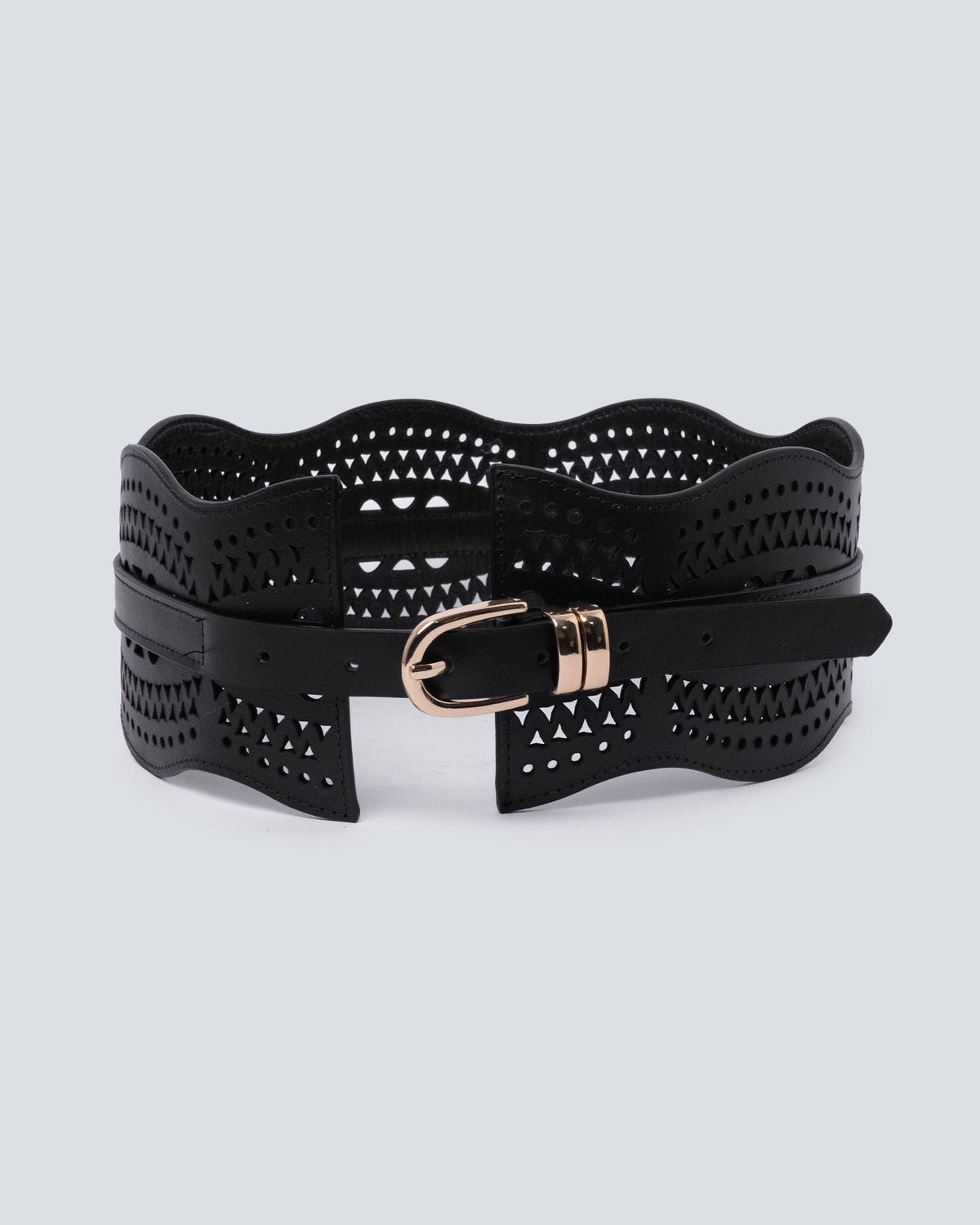 Cinturón en cuero para mujer laser negro