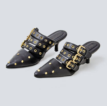 Stiletto en cuero- dorado