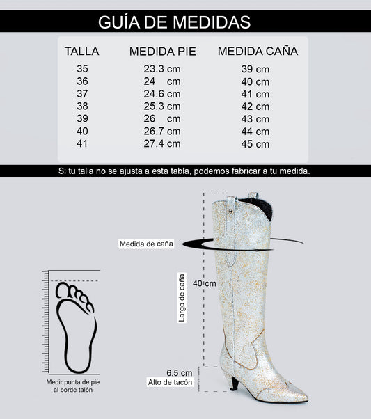 30%-Botas en cuero Boho larga negra
