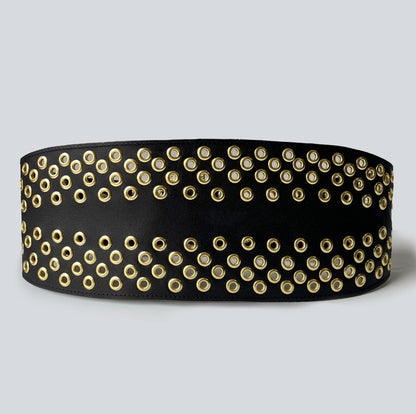 Cinturón en cuero para mujer ojáleles 260 dorado