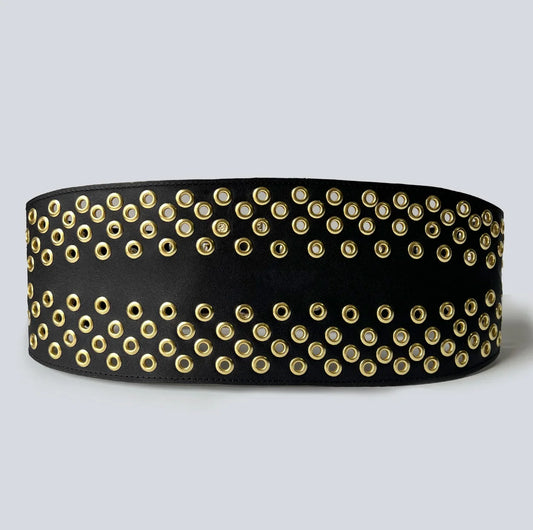 Cinturón en cuero para mujer ojáleles 260 dorado